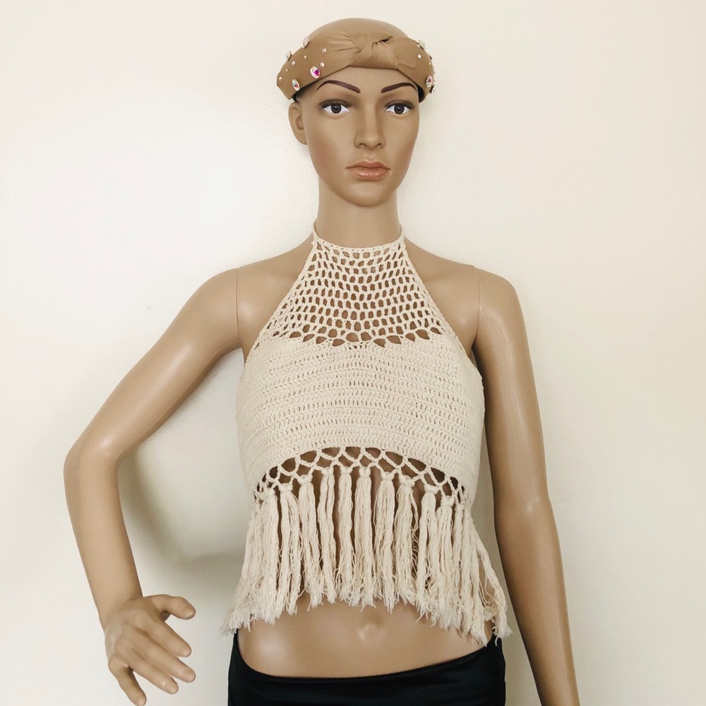 EARTHBOUND Boho Crochet Tassel Crop Top